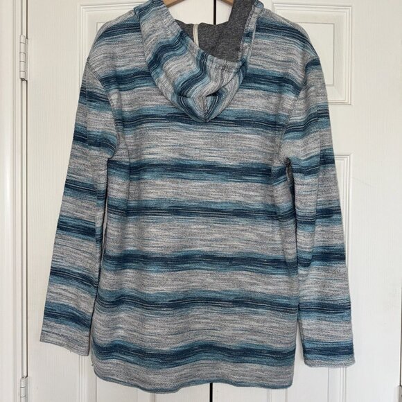 Depart West Women Stripe Long Sleeve Kangaroo Pocket Pullover Hoodie Large - Picture 2 of 6